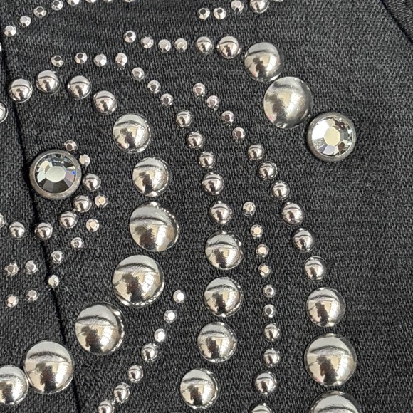 Christine Alexander Women's S Black Studded Rhinestone‎ Ruffle Full Zip Jacket - Picture 11 of 16